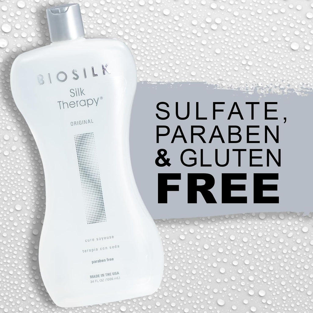 Silk Therapy Original, Reconstructing Leave-In Hair Treatment, Adds Shine, Smooths & Prevents Split Ends, Sulfate-Free, Paraben-Free, Cruelty-Free, 34 Oz