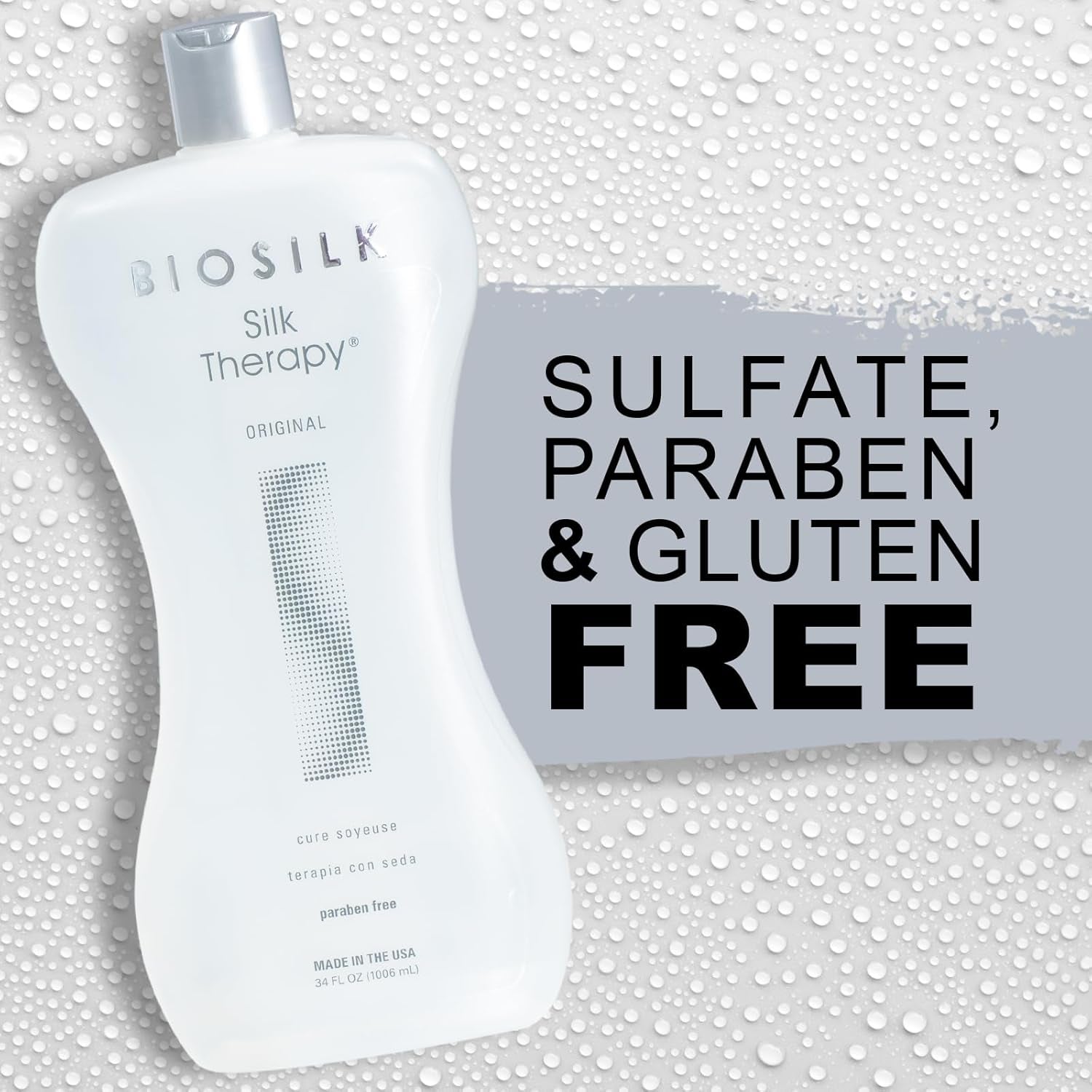 Silk Therapy Original, Reconstructing Leave-In Hair Treatment, Adds Shine, Smooths & Prevents Split Ends, Sulfate-Free, Paraben-Free, Cruelty-Free, 34 Oz